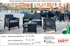 Set Per 4 Personne In Polipropiene Efetto Rattan