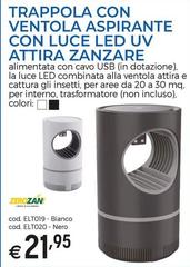 Zerozan! - Trappola Con Ventola Aspirante Con  Led Uv Attira Zanzibare