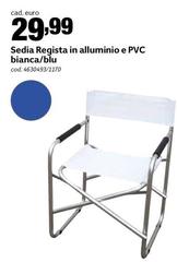 Sedia Regista In Alluminio E Pvc Bianca/blu
