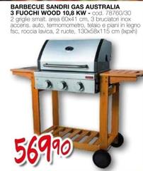 Sandri - Barbecue Gas Australia 3 Fuochi Wood 10,8 Kw