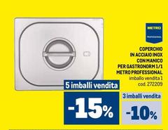 Coperchio In Acciaio Inox Con Manico Per Gastronoromen 1/1