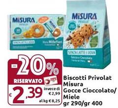 Misura - Biscotti Privolat  Gocce Cioccolato/ Miele