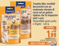 Vitakraft - Treaties Bits Bocconcini Con Un Contenuto Elevato Di Carne Ed Un Goloso Ripieno Che Fa Impazzire Tutti I Cani.