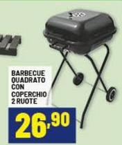 Barbecue Quadrato Con Coperchio 2 Ruote