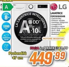 LG - F2R3S08NSWB Lavatrice 8kg AI DD, Classe A-10%, 1200 Giri, Vapore, AI Wash