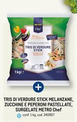 Metro chef - Tris Di Verdure Stick Melanzane, Zucchine E Peperoni Pastellate, Surgelate
