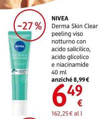 Nivea - Derma Skin Clear Peeling Viso Notturno Con Acido Salicilico, Acido Glicolico E Niacinamide 40 Ml