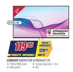 Lenovo - Monitor 67BEKAC115