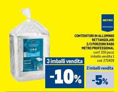 Contenitori In Alluminio Rettangolari 2/3 Porzione Rra8G