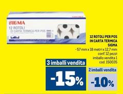 Sigma - 12 Rotoli Per Pos In Carta Termica