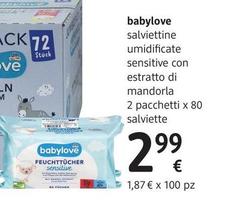 Babylove - Salviettine Umidificate Sensitive Con Estratto Di Mandorla 2 Pezzi X 80 Salviette