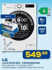 LG - F2R3S09NSWB Lavatrice 9kg, Classe B, 1200 giri, Vapore