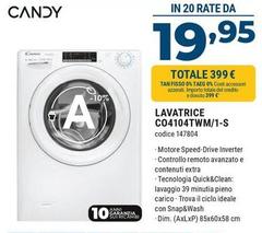 Candy - Smart Pro Inverter Lavatrice 10 Kg, Classe A-10%, 1400giri, Bianco, CO 4104TWM/1-S