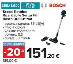 Bosch - Scopa Elettrica Ricaricabile Senza Fili BCS611P4A