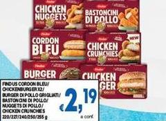 Findus - Burger Di Pollo Grigliati/ Bastoncini Di Pollo/ Chicken Crunches