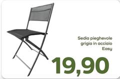 Sedia Pieghevole Grigia In Acciaio Easy