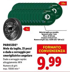 Parkside - Mole Da Taglio, 25 Pezzi O Dado A Serraggio Per Smerigliatrice Angolare