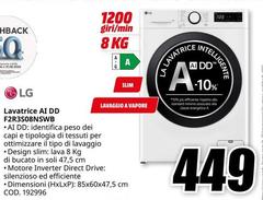 LG - F2R3508NSWB Lavatrice 8 Kg 1200 giri, TurboWash, Classe A-10%, 1200 giri, TurboWash, Vapore