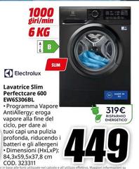 Electrolux - Lavatrice Slim Perfectcare 600 Ew6s306bl