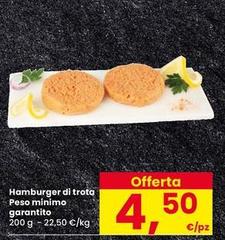 Hamburger Di Trota Peso Minimo Garantito