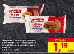 Roberto - 2 Mega Maxi Hamburger Con Semi Di Sesamo/ Maxi Hamburger Con Farina Integrale O Semi Di Sesamo