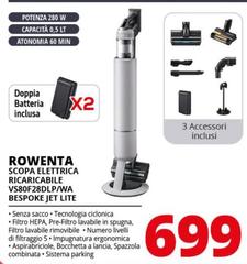 Rowenta -  Scopa Elettrica Ricaricabile VS80F28DLP/WA Bespoke Jet Lite