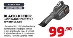 Black & Decker - BHHV520BT Aspirapolvere Senza Filo Nero Sacchetto Per La Polvere