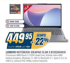 Lenovo - Notebook Ideapad Slim 3 82XQ004KIX