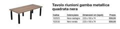 Tavolo Riunioni Gamba Metalica Quadrata Nera