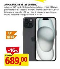 Apple - Iphone 15 128 Gb Nero