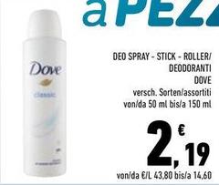 Dove - Deo Spray Stick/Roller/Deodoranti