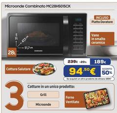 Samsung - MC28H5015CK Forno A Microonde Superficie Piana Microonde Combinato 28 L 900 W Nero