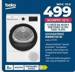 Beko - Asciugatrice MWBMT481BI