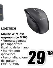 Logitech - Mouse Wireless Ergonomico M705