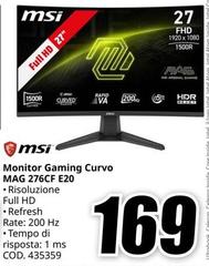 Msi - Monitor Gaming Curvo Mag 276CF E20