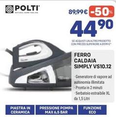 Polti - Vaporella Simply VS10.12 2200 W 1,5 L Piastra In Ceramica Nero, Grigio, Bianco