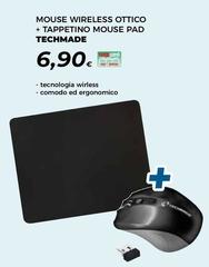 Techmade - Mouse Wireless Ottico + Tappetino Mouse Pad