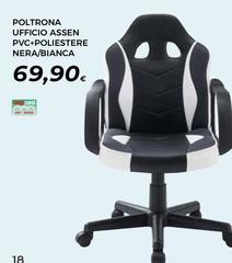 Poltrona Ufficio Assen Pvc+poliestere Nera/bianca