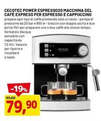 Cecotec - Power Espresso Macchina Del Café Express Per Espresso E Cappuccino