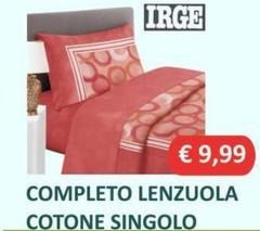 Irge - Completo Lenzuola Cotone Singolo