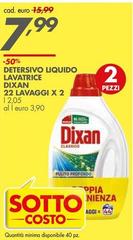 Dixan - Detersivo Liquido Lavatrice 22 Lavaggi X 2
