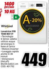 Whirlpool - Lavatrice Ffb 1048 BSV IT