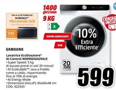 Samsung - Lavatrice EcooDosatore AI Control WW90DG6G94LK