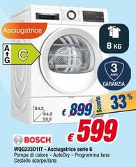 Bosch - WQG233D1IT Serie 6 Asciugatrice A Pompa Di Calore 8 Kg Classe A+++