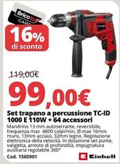 Max - Set Trapano A Percussione Tc-id 1000 E 110W + 64 Accessori