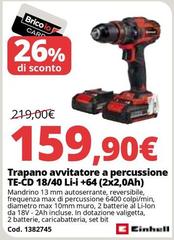 Max - Trapano Avvitatore A Percussione TE-CD 18/40 Li-i +64 (2x2,0ah)