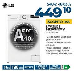 LG - F4R3010NSWW Lavatrice 10kg AI DD, Classe A-10%, 1400 giri, TurboWash, Vapore