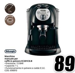 De Longhi - Macchina Manuale Per Caffè In Polvere EC201CD.B