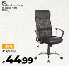Sedia Alta Ufficio In Pelle Nera