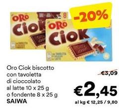 Saiwa - Oro Ciok Biscotto Con Tavoletta Di Cioccolato Al Latte O Fondente